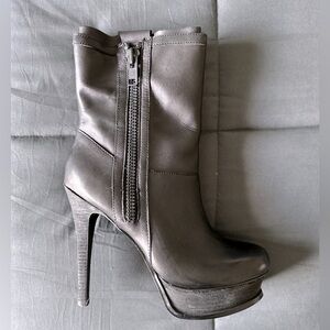 Calvin Klein Ginette Leather  Platformed Moto Boot